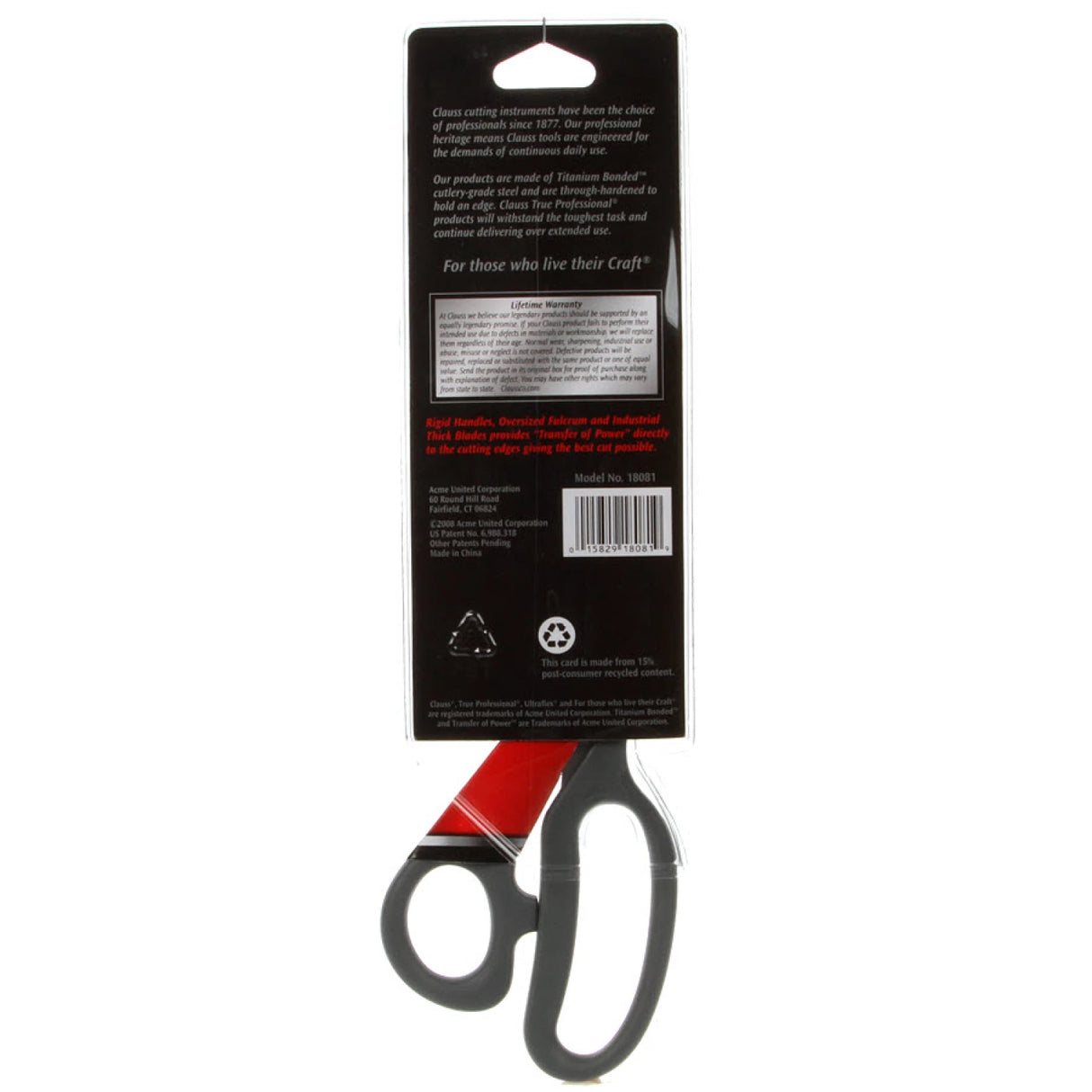 Back of the Scissor Clauss Titanium Extreme Edge 8in by Clauss