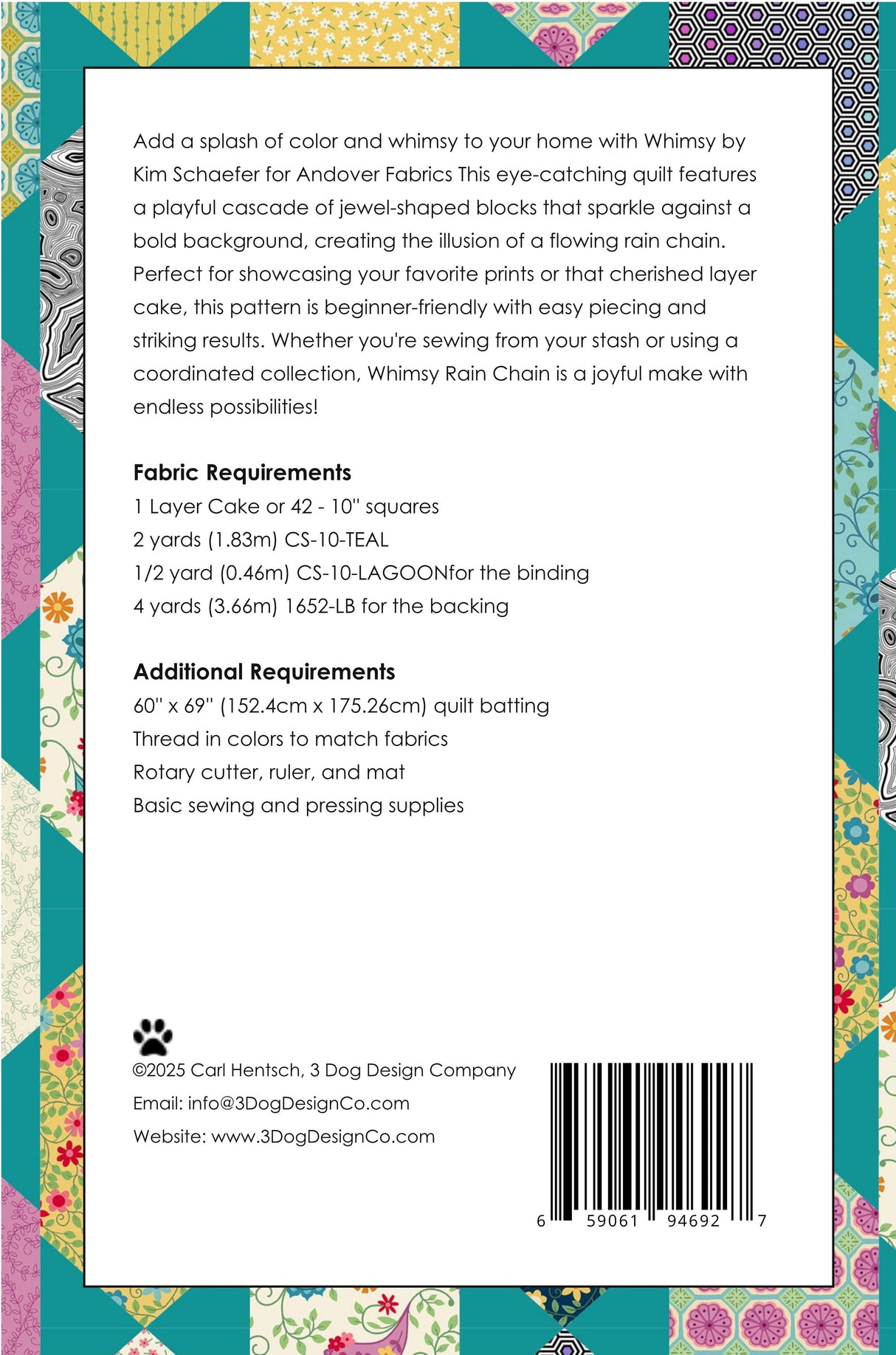 Back of the Rain Chain Downloadable Pattern by 3 Dog Design Co Quilt Patterns