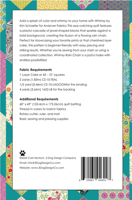 Back of the Rain Chain Downloadable Pattern by 3 Dog Design Co Quilt Patterns