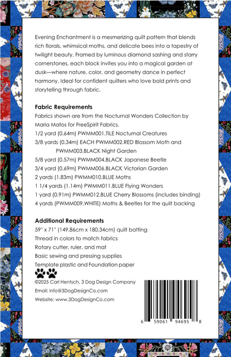 Back of the Evening Enchantmen Downloadable Pattern by 3 Dog Design Co Quilt Patterns