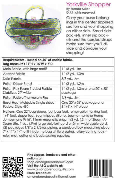 Back of the Yorkville Shopper by Among Brendas Quilts and Bags
