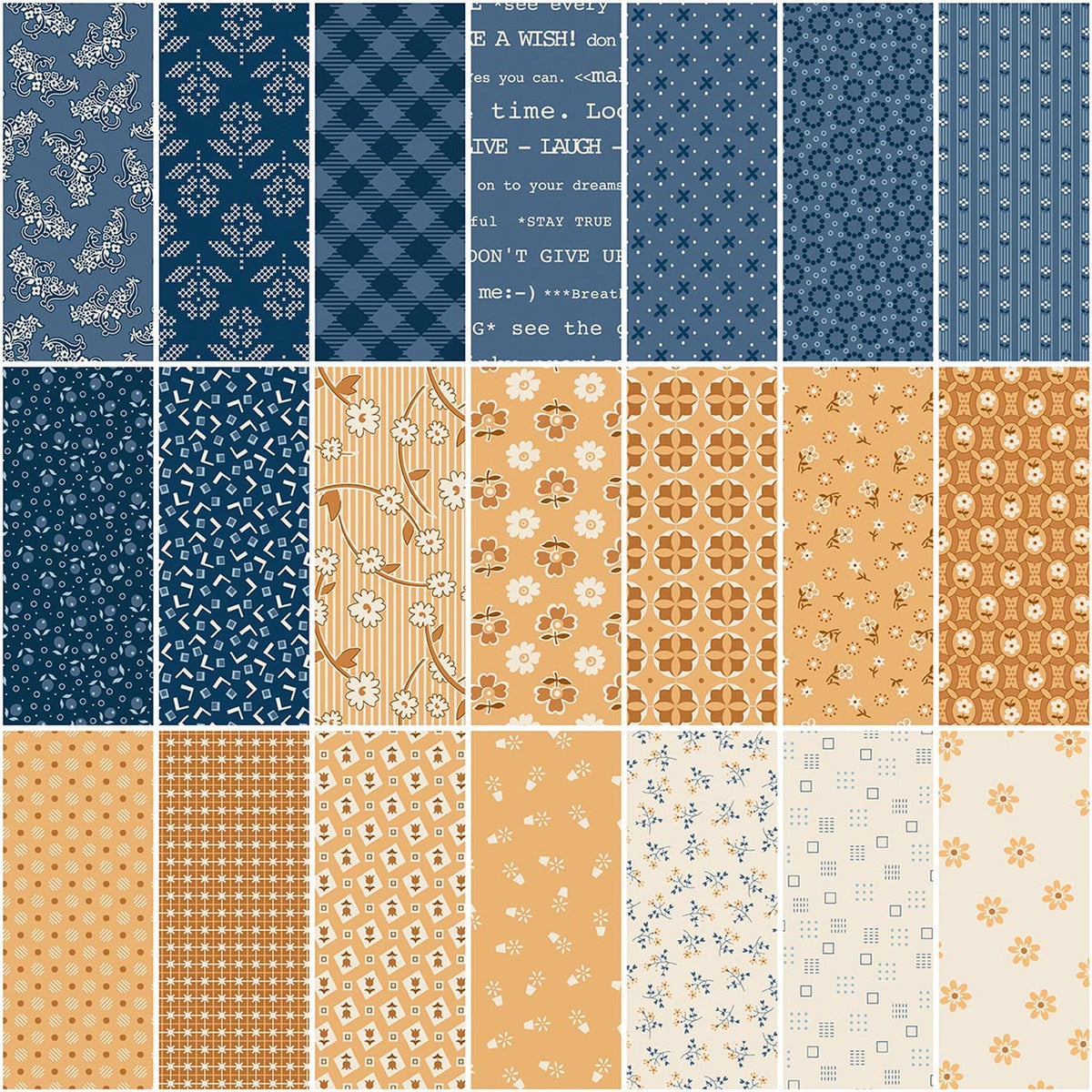 Denim & Daisy 1 Yard Bundle, 21 Pcs. Quilt Fabric