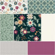 Where the Wild Flowers Are 1 Yard Bundle Dark Teal, 7 Pcs. Quilt Fabric - Riley Blake Designs - Judi Madsen