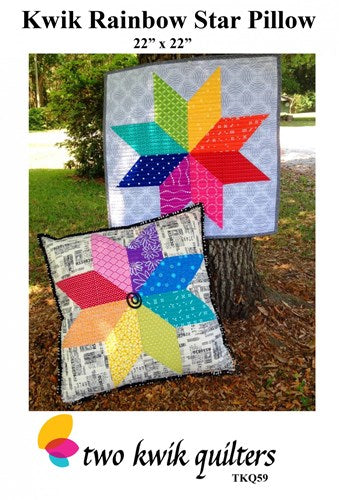 Kwik Rainbow Star Pillow Quilt Pattern by Karie Jewell