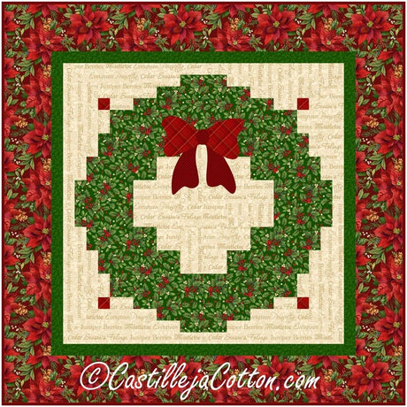 Christmas Log Cabin Wreath Downloadable Pattern by Castilleja Cotton by Castilleja Cotton