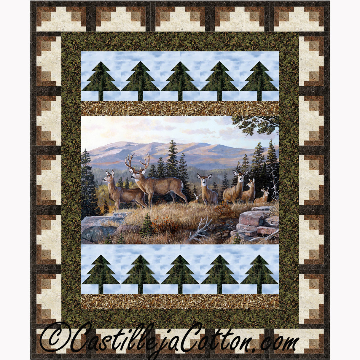 Log Cabin Trees Panel Downloadable Pattern by Castilleja Cotton