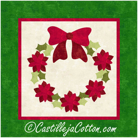 Poinsettias and Bow Wreath Downloadable Pattern by Castilleja Cotton