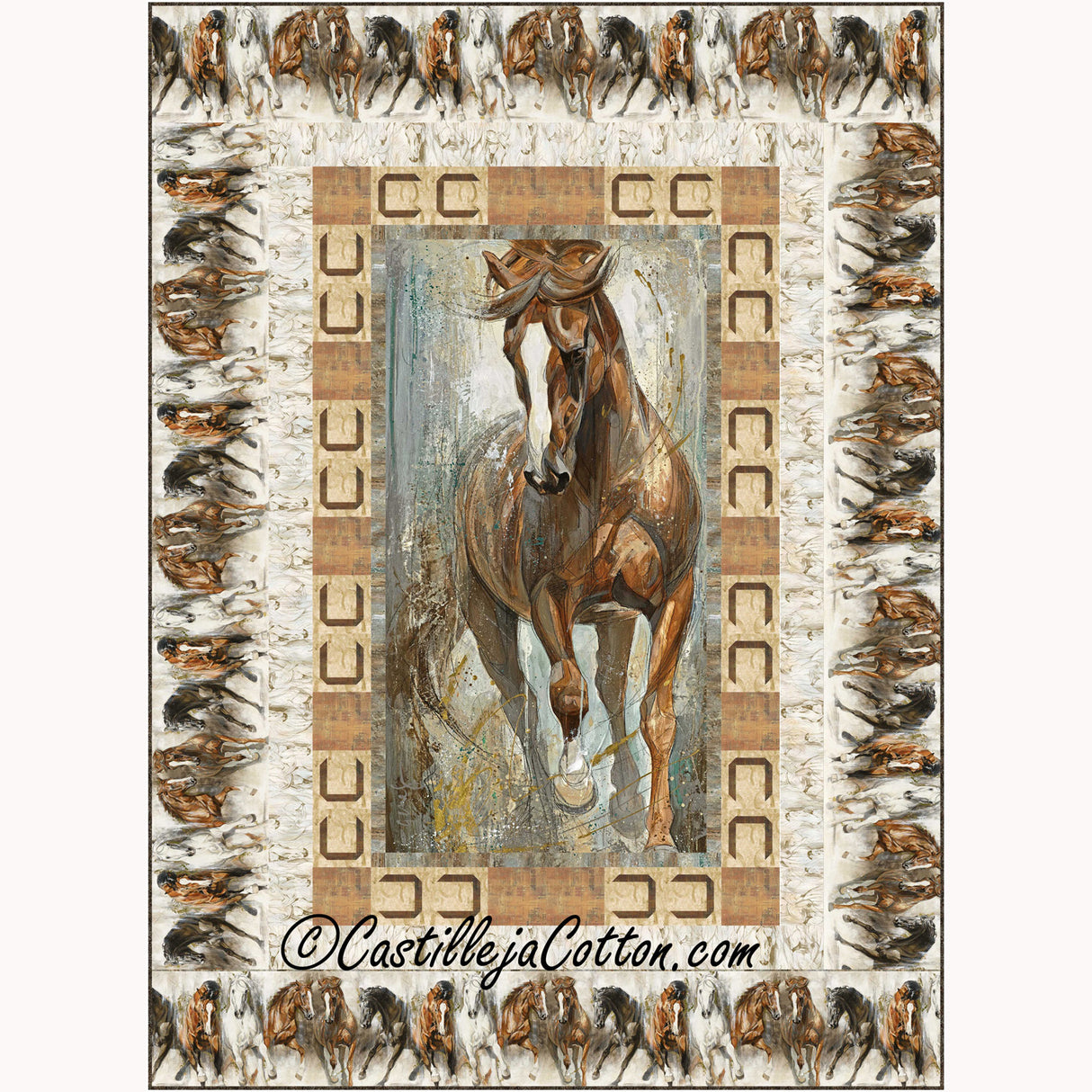 Horses And Horseshoes Downloadale Pattern by Castilleja Cotton