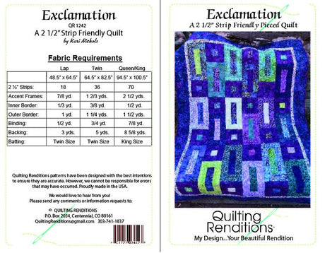 Back of the Exclamation Downloadable Pattern by Quilting Renditions