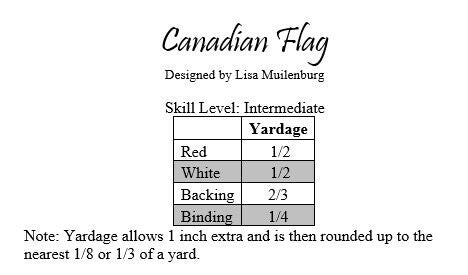 Back of the Canadian Flag Quilt Pattern by Counted Quilts