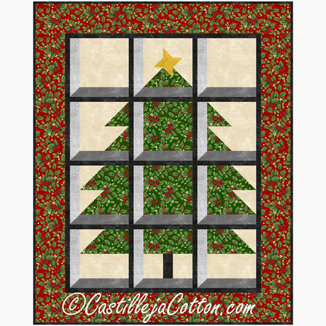 Christmas Tree in a Window Lap Downloadable Pattern by Castilleja Cotton by Castilleja Cotton