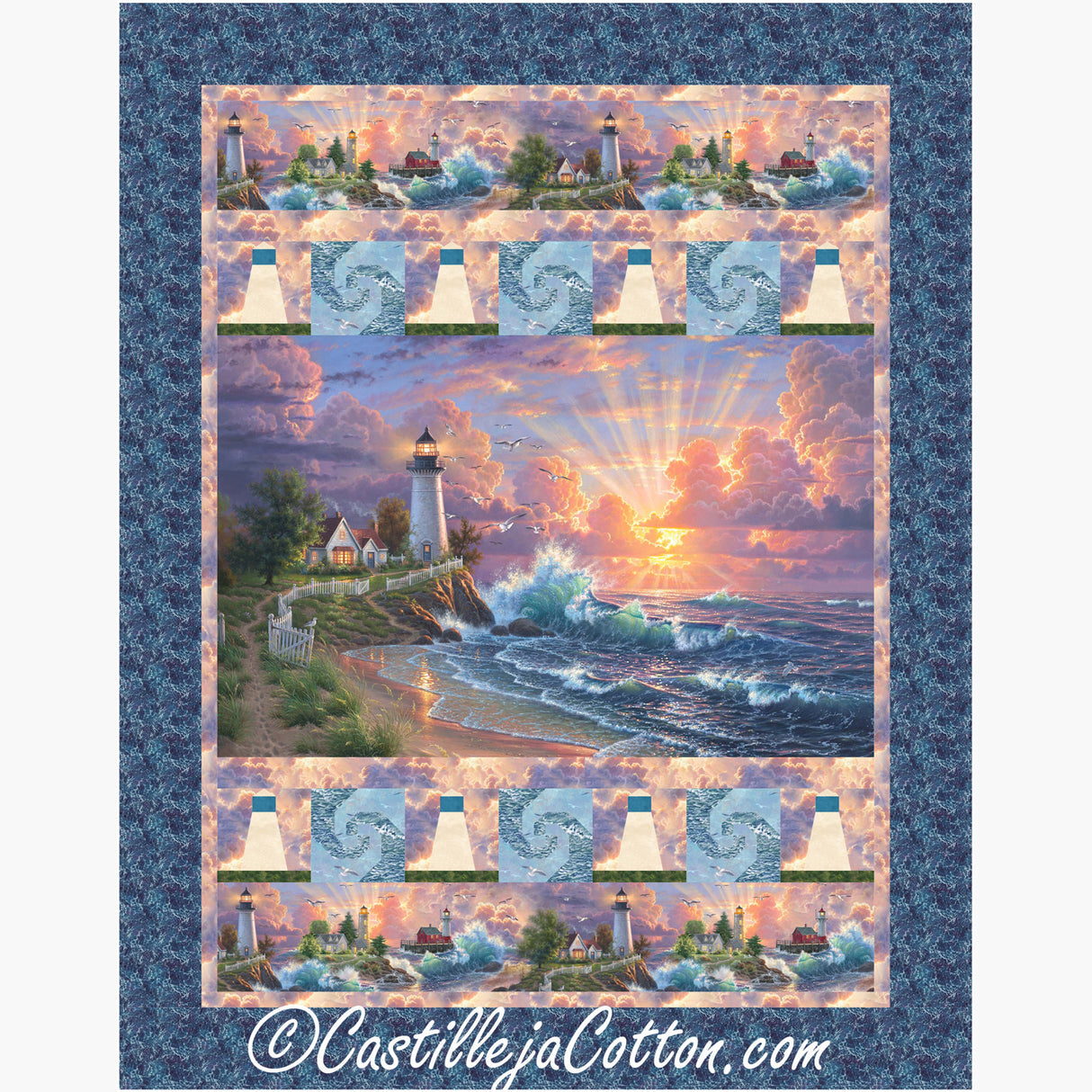 Lighthouses And Waves Downloadable Pattern by Castilleja Cotton