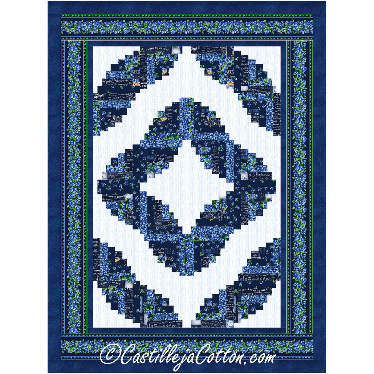 Crescent Log Cabin Blueberry Downloadable Pattern by Castilleja Cotton