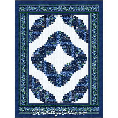 Crescent Log Cabin Blueberry Downloadable Pattern by Castilleja Cotton