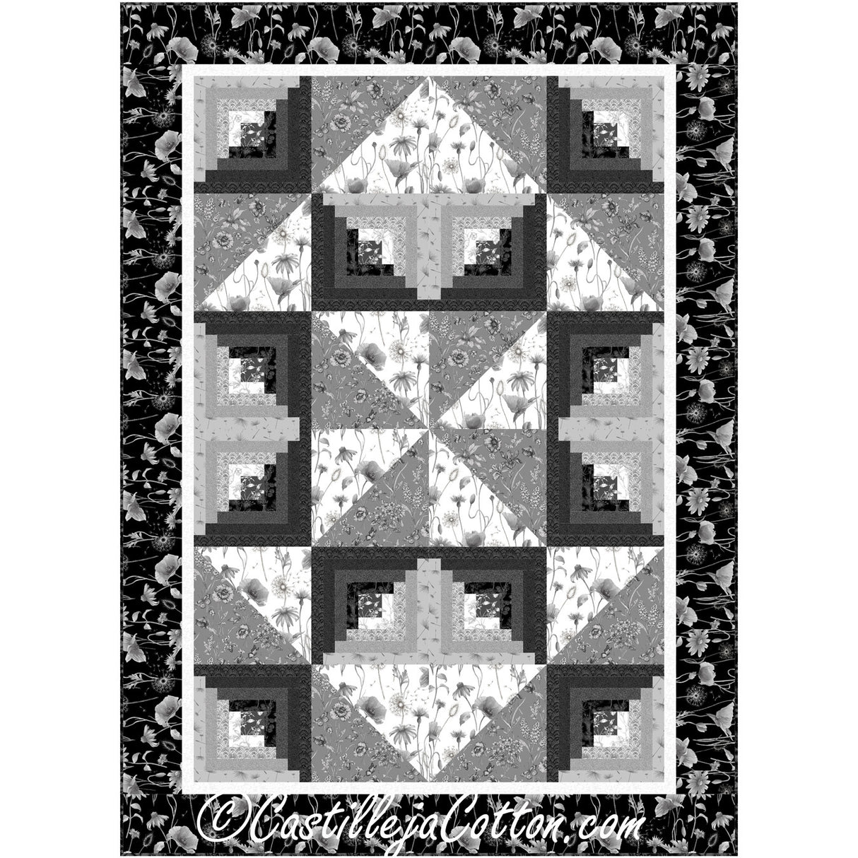 Pinwheel Star Graphite Downloadable Pattern by Castilleja Cotton