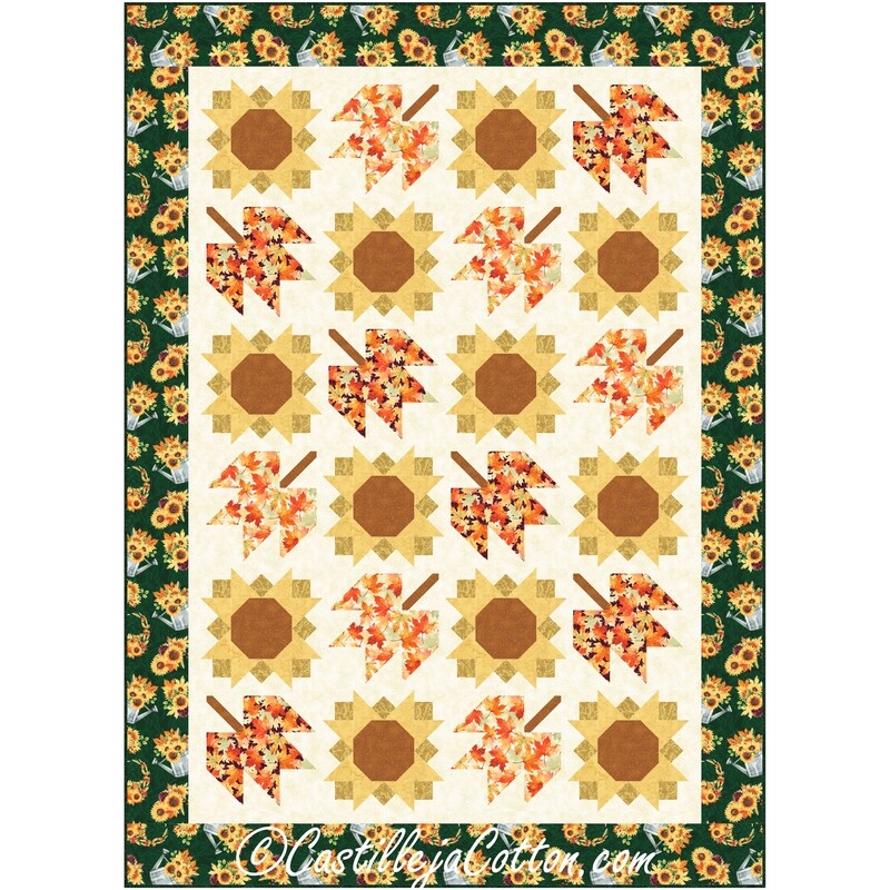 Sunflowers and Leaves Downloadable Pattern By Castilleja Cotton