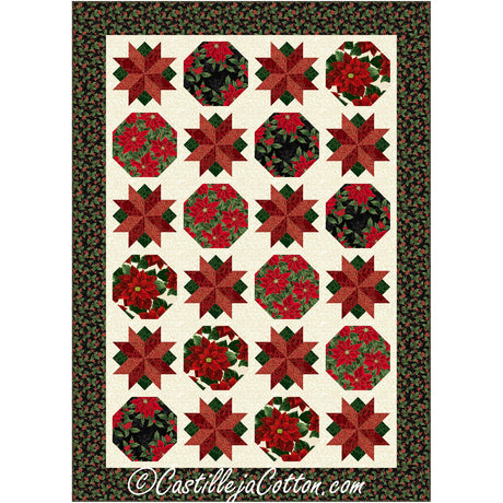 Elegant Poinsettia Stars Downloadable Pattern by Castilleja Cotton