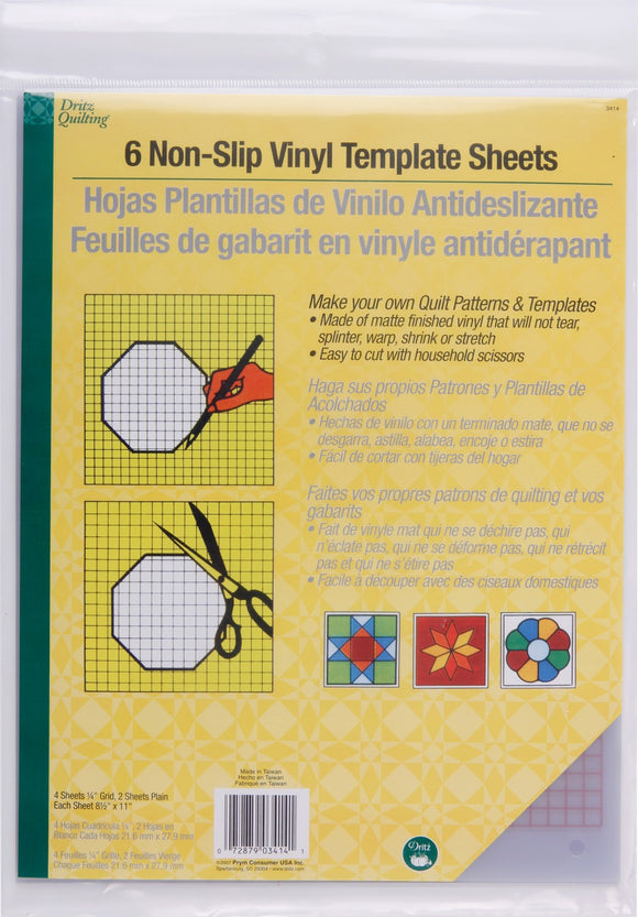 Dritz Quilting Non-Slip Vinyl Template Sheets 6/Pkg-8-1/2X11