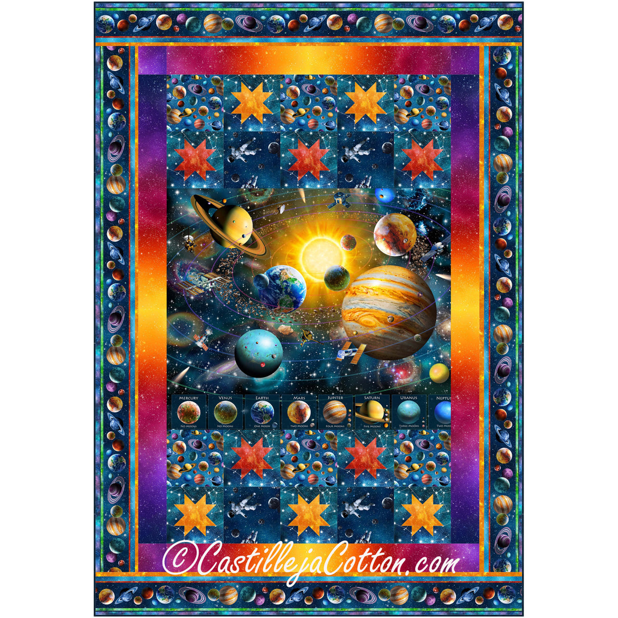 Planets in Space Downloadable Pattern by Castilleja Cotton