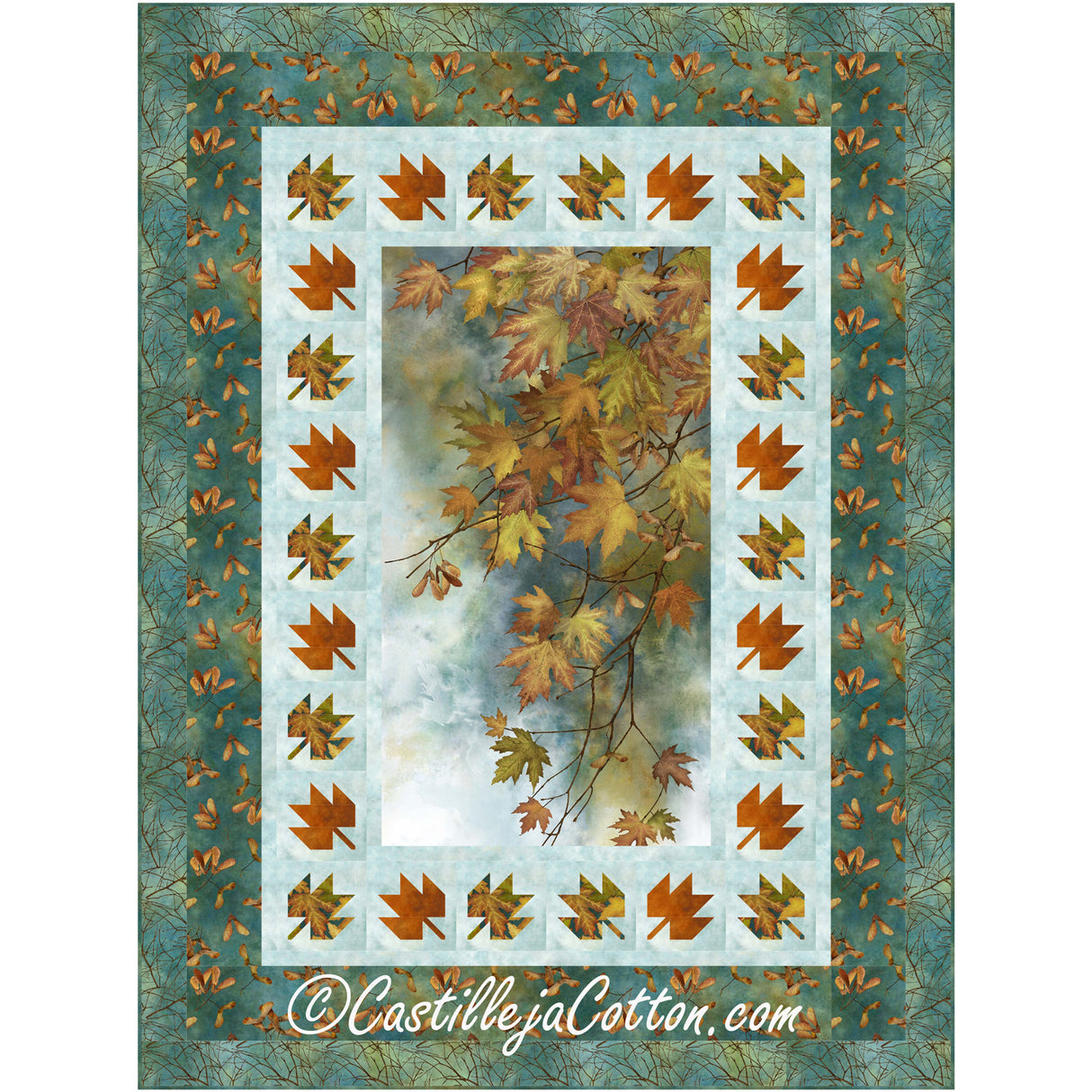 Autumn Leaves Splendor Downloadable Pattern By Castilleja Cotton