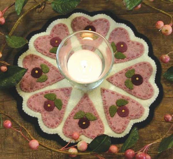 Little Stitchies - Hearts and Flowers Candle Mat (Material Only)