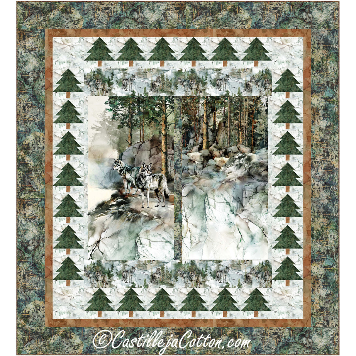 Lone Wolves Queen Downloadable Pattern by Castilleja Cotton