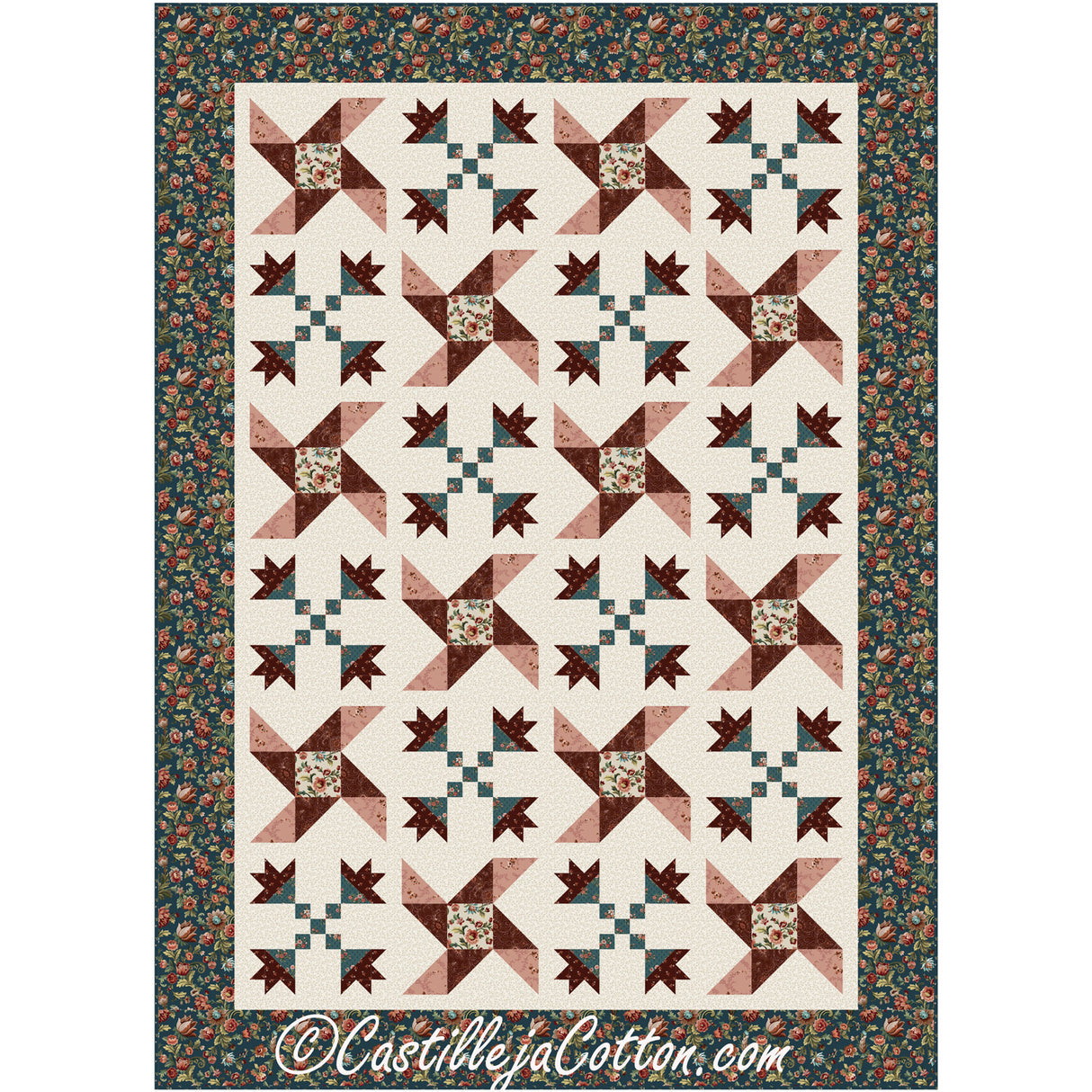 Flowers and Twirling Stars Downloadable Pattern by Castilleja Cotton
