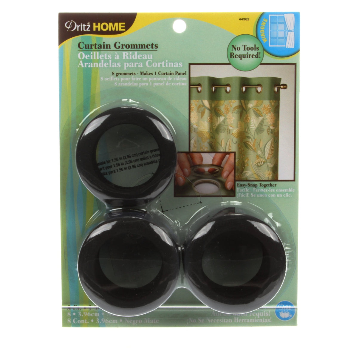 Curtain Grommet Large Matte Black 1-9/16in 8ct by Dritz
