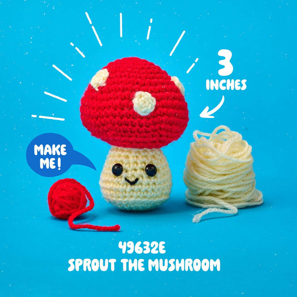 Back of the Bucilla Amigurumi Crochet Kit Mushroom Quilt Pattern by Plaid Enterprises