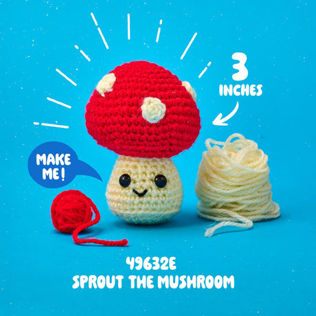 Back of the Bucilla Amigurumi Crochet Kit Mushroom Quilt Pattern by Plaid Enterprises