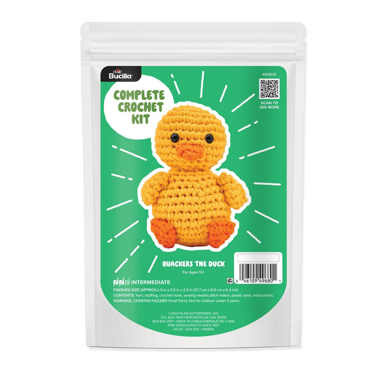 Bucilla Amigurumi Kit 5in Quakers Duck Quilt Pattern by Plaid Enterprises