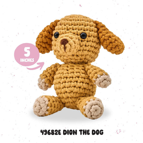 Back of the Bucilla Amigurumi Kit 5in Dion the Dog Quilt Pattern by Plaid Enterprises