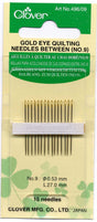 Gold Eye Between / Quilting Needles Size 9 15ct by Clover Needlecraft