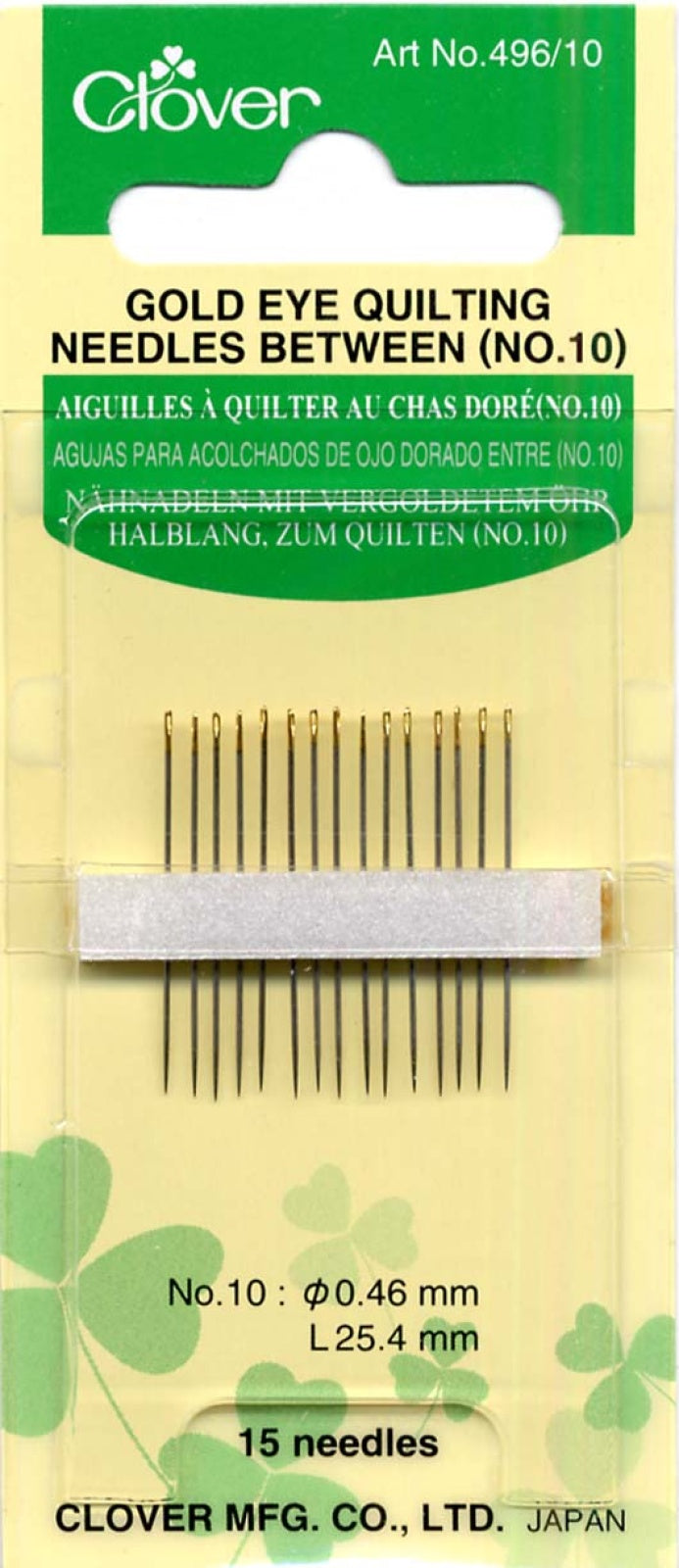 Gold Eye Between / Quilting Needles Size 10 15ct by Clover Needlecraft