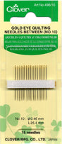 Gold Eye Between / Quilting Needles Size 10 15ct by Clover Needlecraft