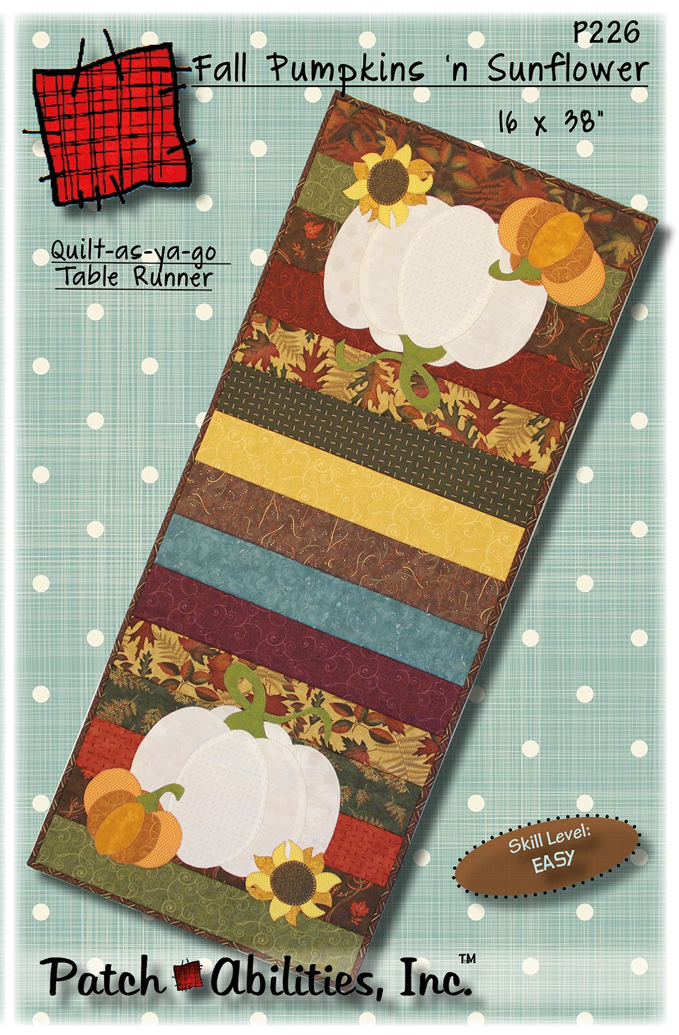 Fall Pumpkins 'n Sunflower Table Runner Pattern by Patch Abilities