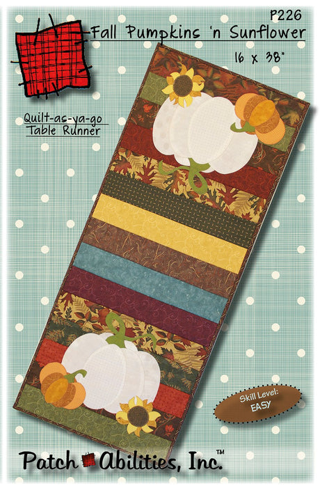 Fall Pumpkins 'n Sunflower Table Runner Pattern by Patch Abilities