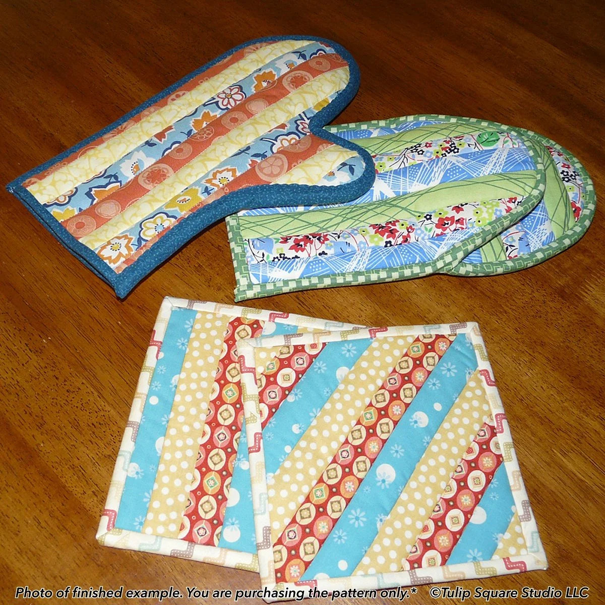 Quilt As You Go Oven Mitts Kitchen Pattern Downloadable Pattern by Tulip Square