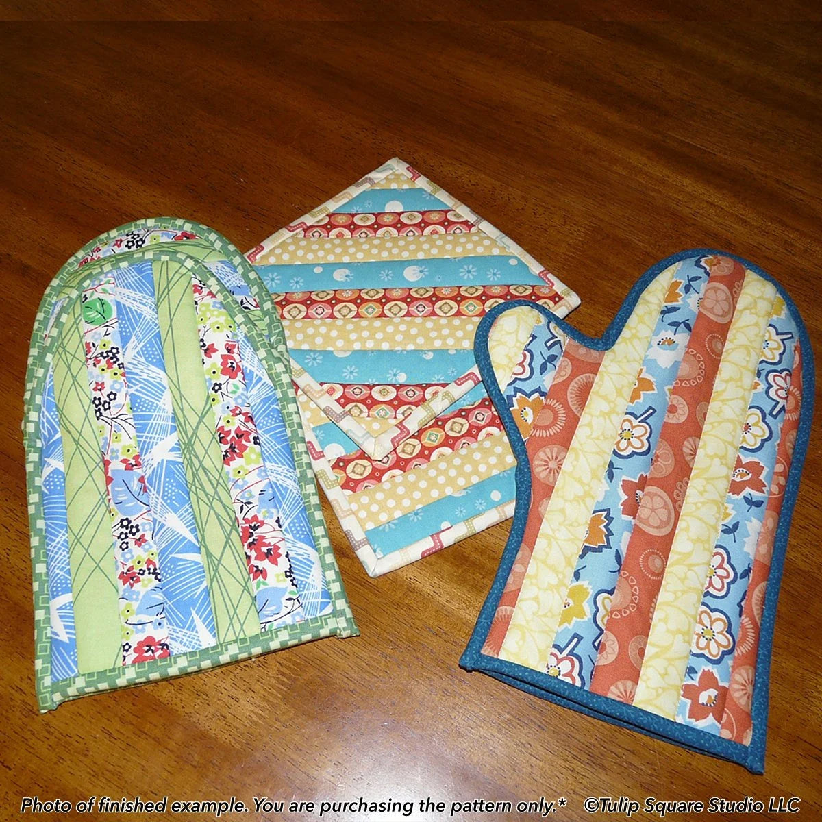 Quilt As You Go Oven Mitts Kitchen Pattern Downloadable Pattern by Tulip Square