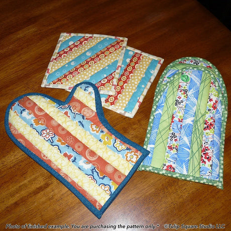 Quilt As You Go Oven Mitts Kitchen Pattern Downloadable Pattern by Tulip Square