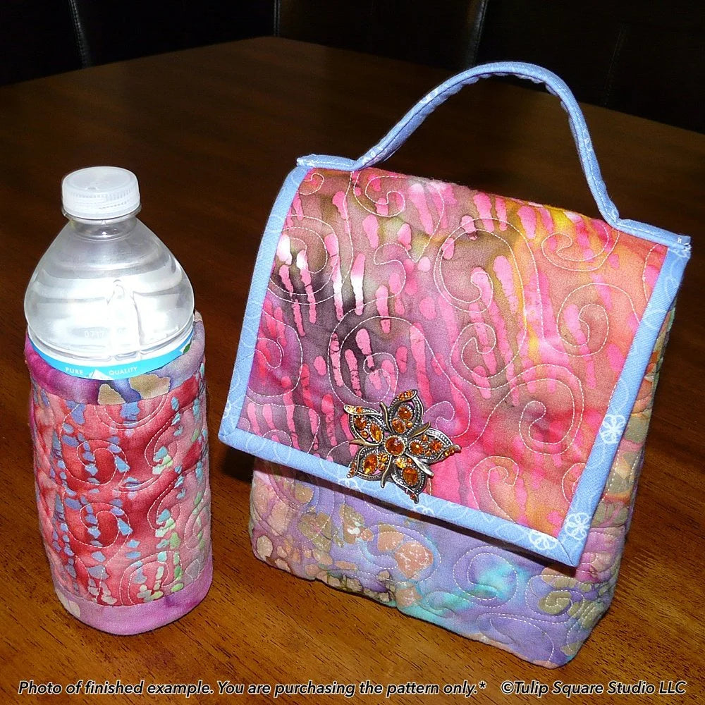 Quilted Lunch Bag & Beverage Cozy Downloadable Pattern by Tulip Square Patterns