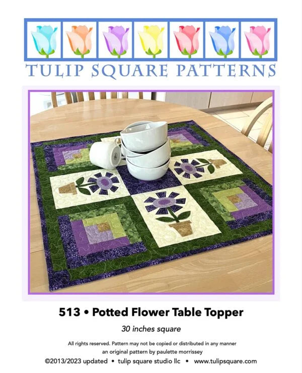 Potted Flower Table Topper Downloadable Pattern by Tulip Square Patterns