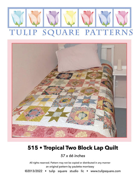 Tropical Two Block Lap Quilt Downloadable Pattern by Tulip Square