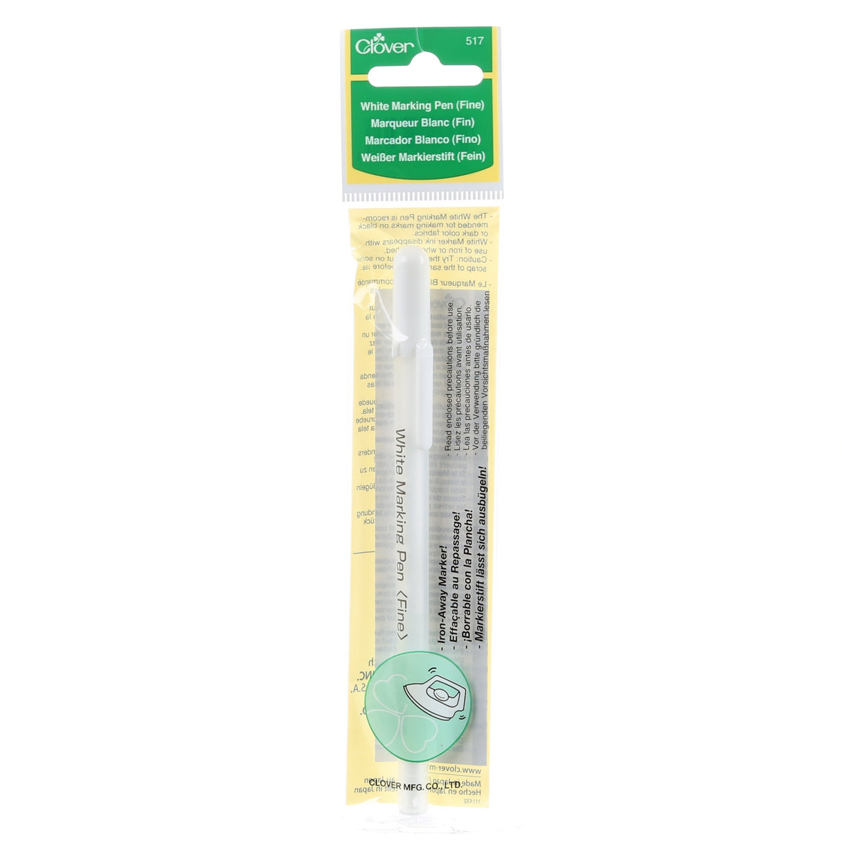 Water Soluble or Iron Off Marking Pen White by Clover Needlecraft