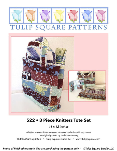 3 Piece Knitters Tote Set Downloadable Pattern by Tulip Square Patterns