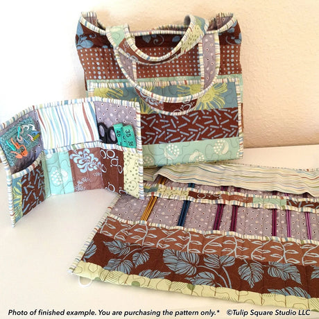 3 Piece Knitters Tote Set Downloadable Pattern by Tulip Square Patterns