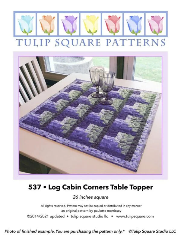 Log Cabin Corners Table Topper Downloadable Pattern by Tulip Square Patterns