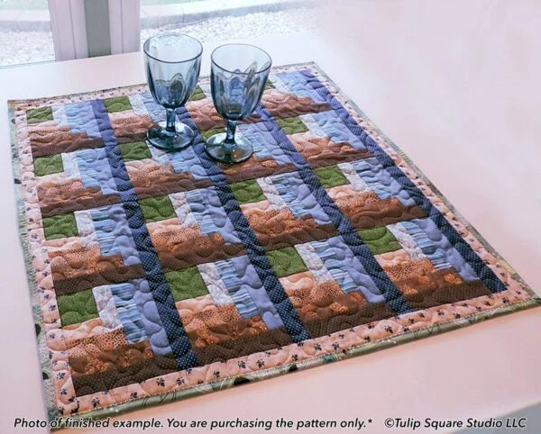 Log Cabin Corners Table Topper Downloadable Pattern by Tulip Square Patterns