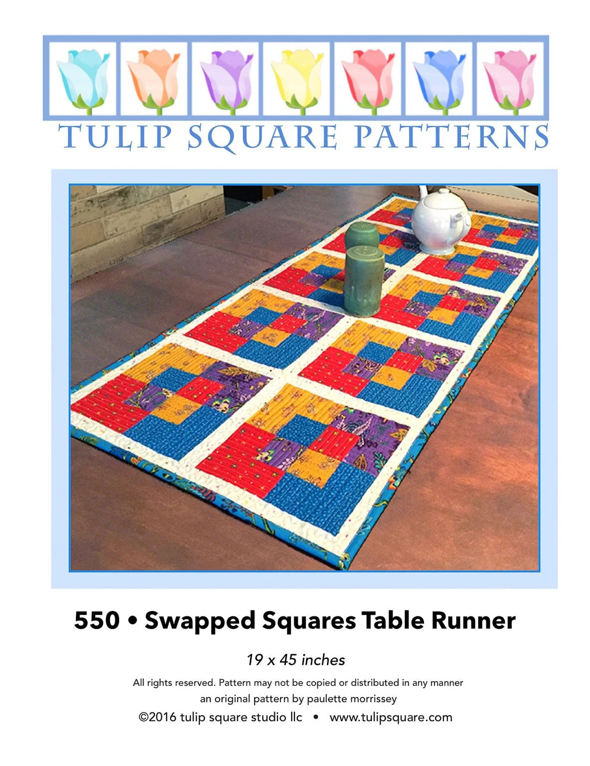 Swapped Squares Table Runner Downloadable Pattern by Tulip Square