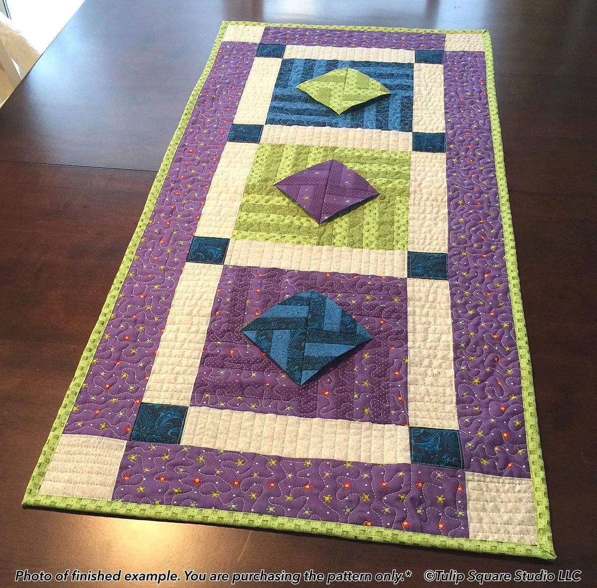 Floating Diamonds Table Runner Downloadable Pattern by Tulip Square